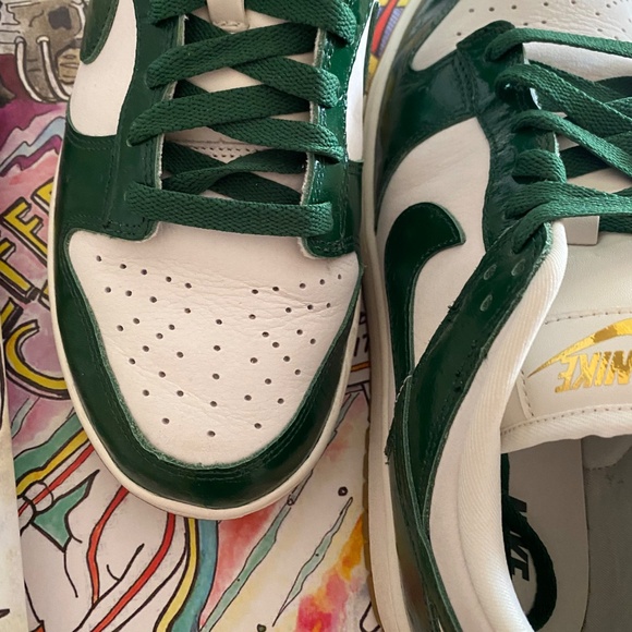 Nike Forest green patent low top dunks size 9.5 - Picture 3 of 5